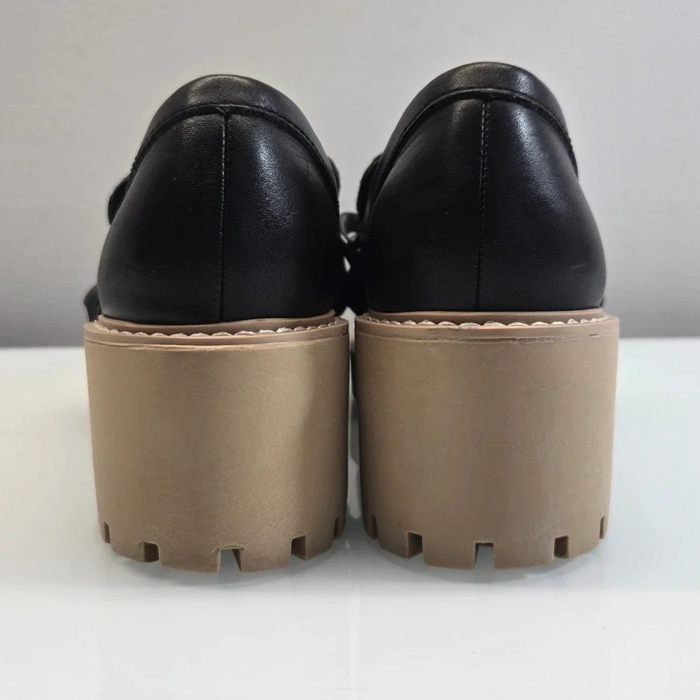 Dolce Vita Loafers 9 Haris Black Leather Chain Lug‎ Sole Chunky Platform Revolve